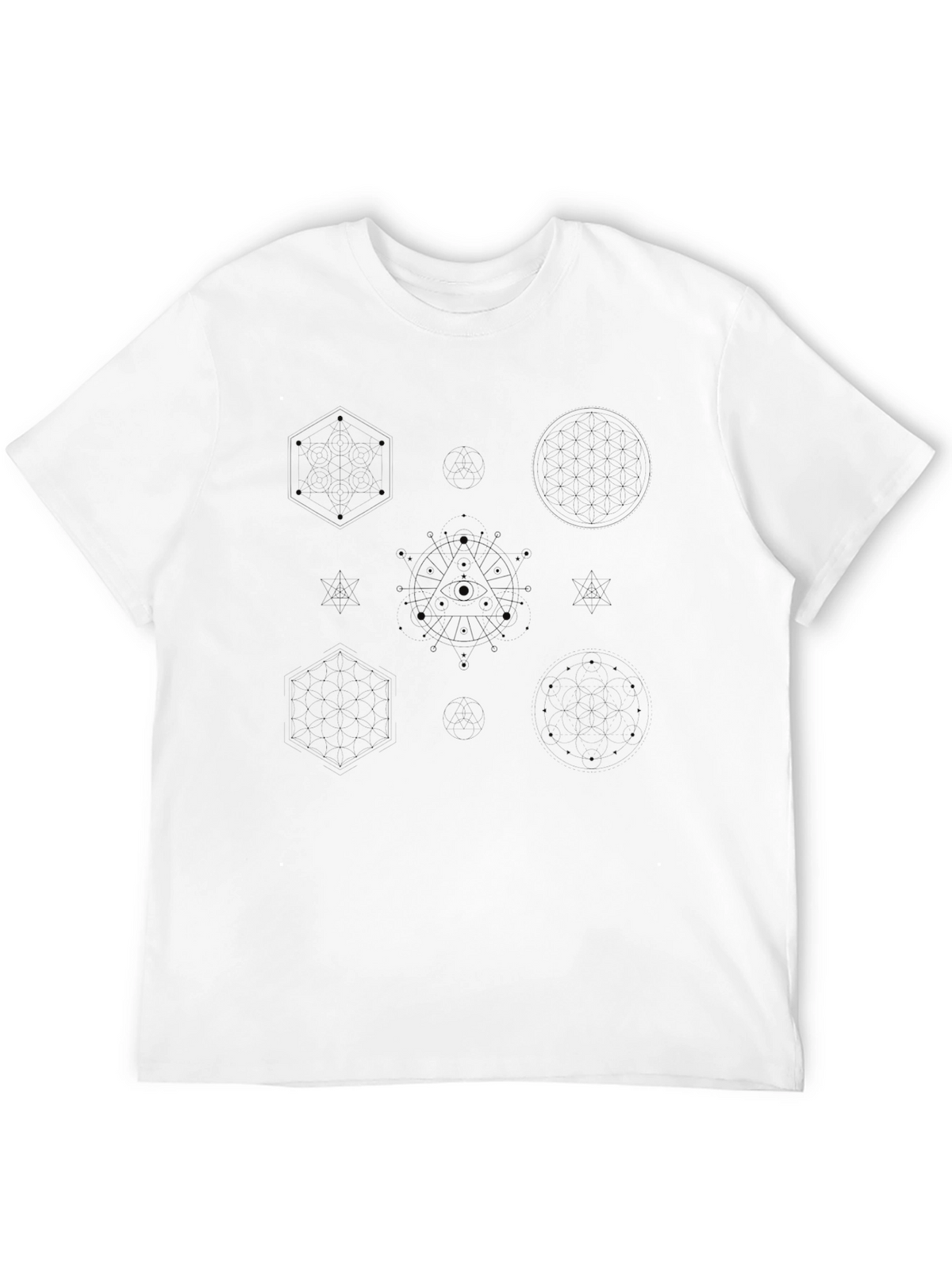 Geometric Design Black T-Shirt for Men