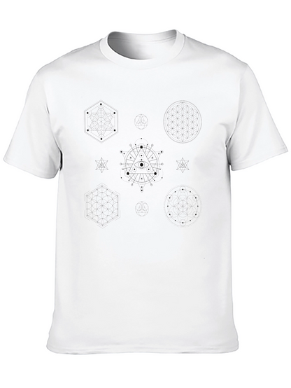 Geometric Design Black T-Shirt for Men
