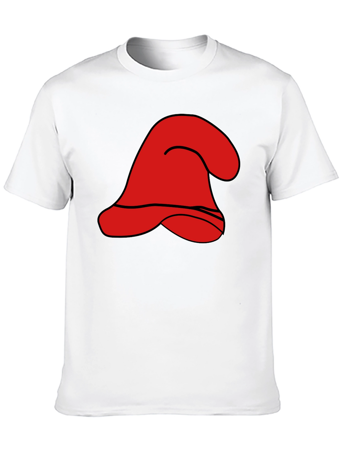 Red Cartoon Hat Graphic Black T-Shirt