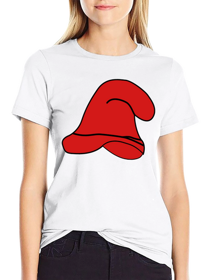 Red Cartoon Hat Graphic Black T-Shirt