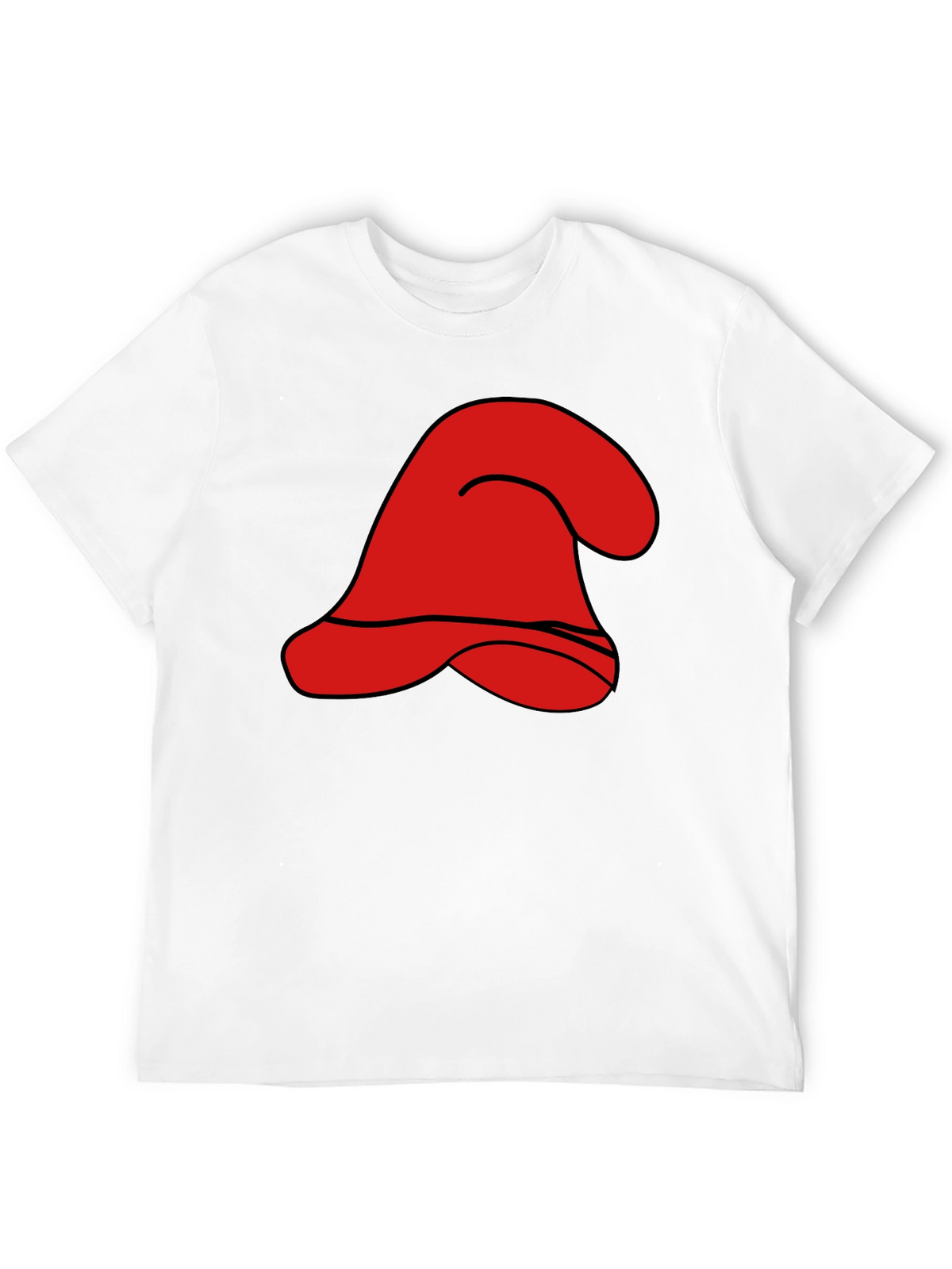 Red Cartoon Hat Graphic Black T-Shirt
