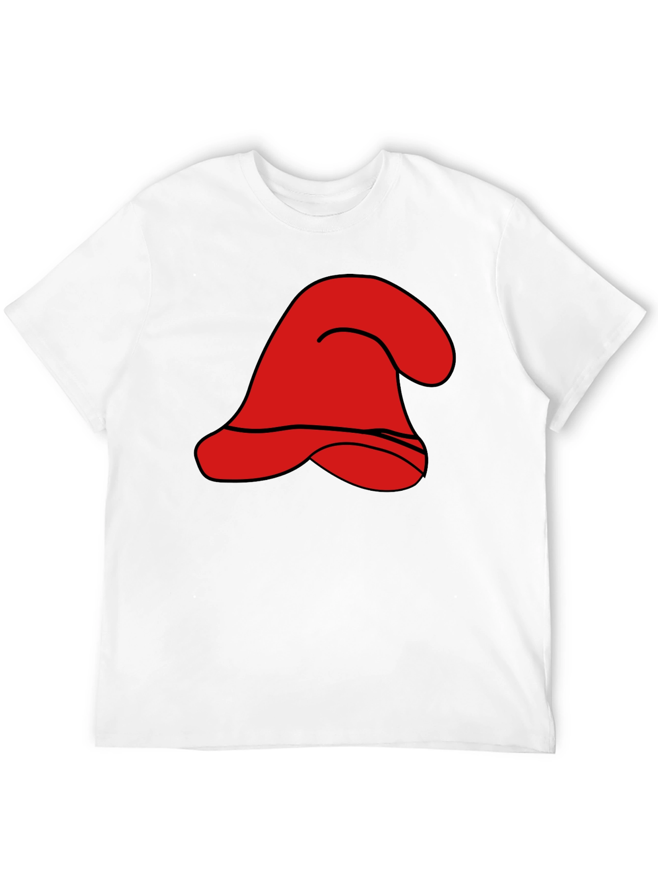 Red Cartoon Hat Graphic Black T-Shirt