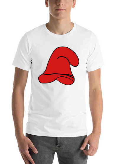 Red Cartoon Hat Graphic Black T-Shirt