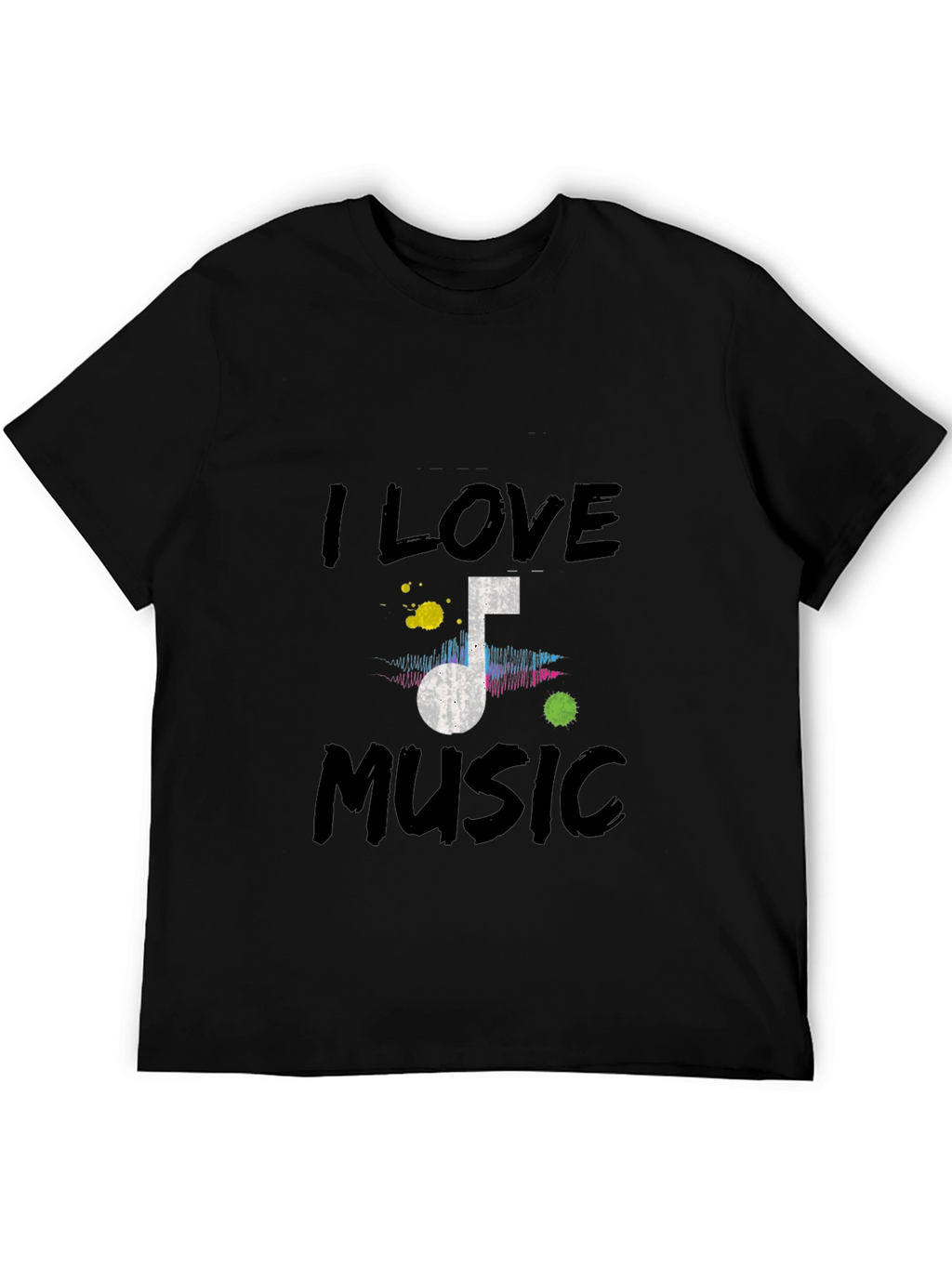 I Love Music Graphic Tee - Black