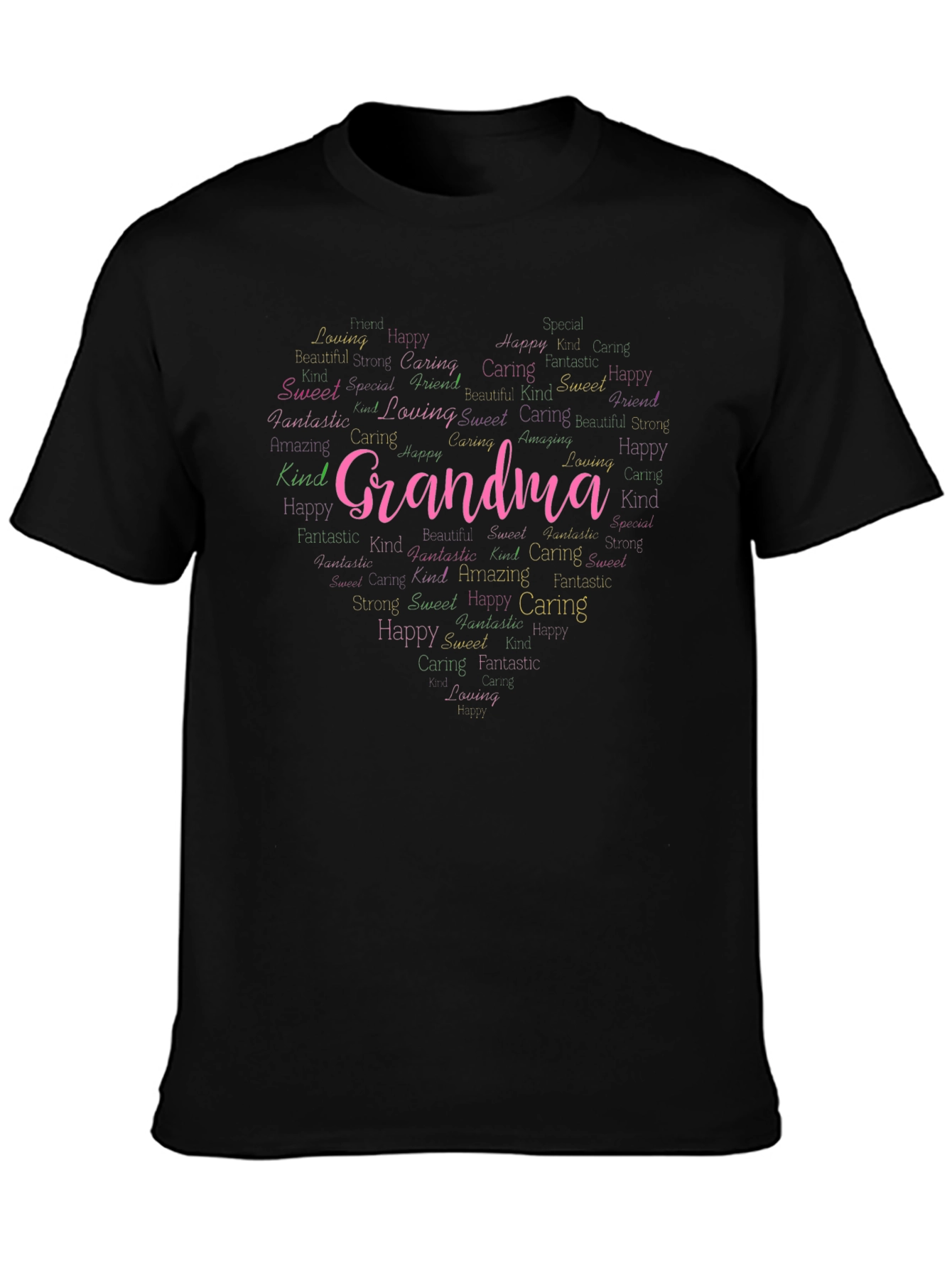 Grandma Word Art Heart T-Shirt - Loving Gift