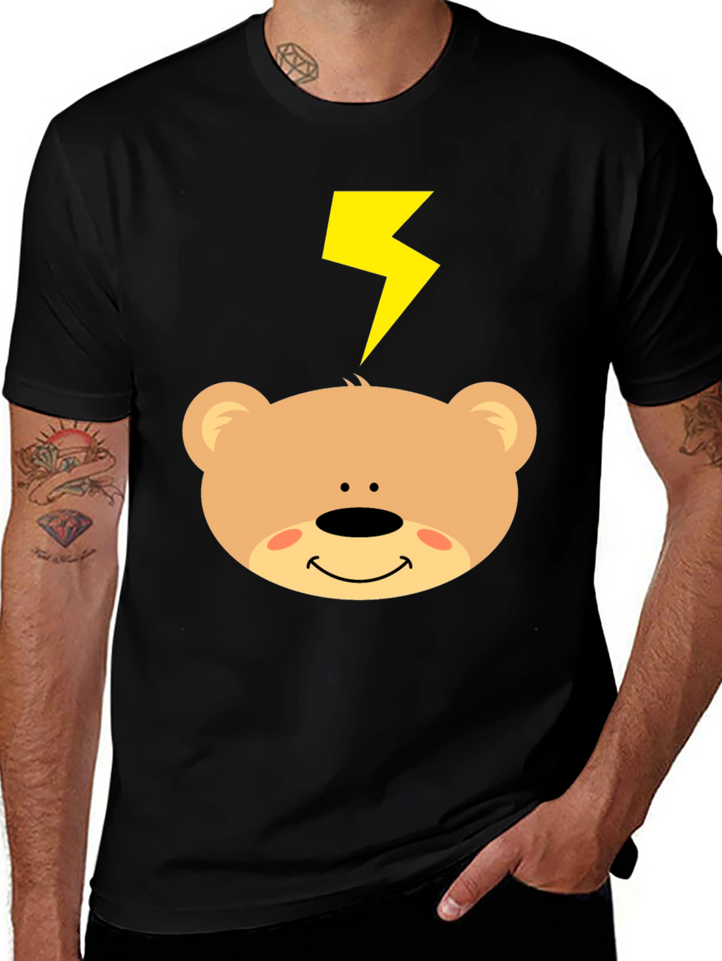 Cartoon Bear T-Shirt with Lightning Bolt