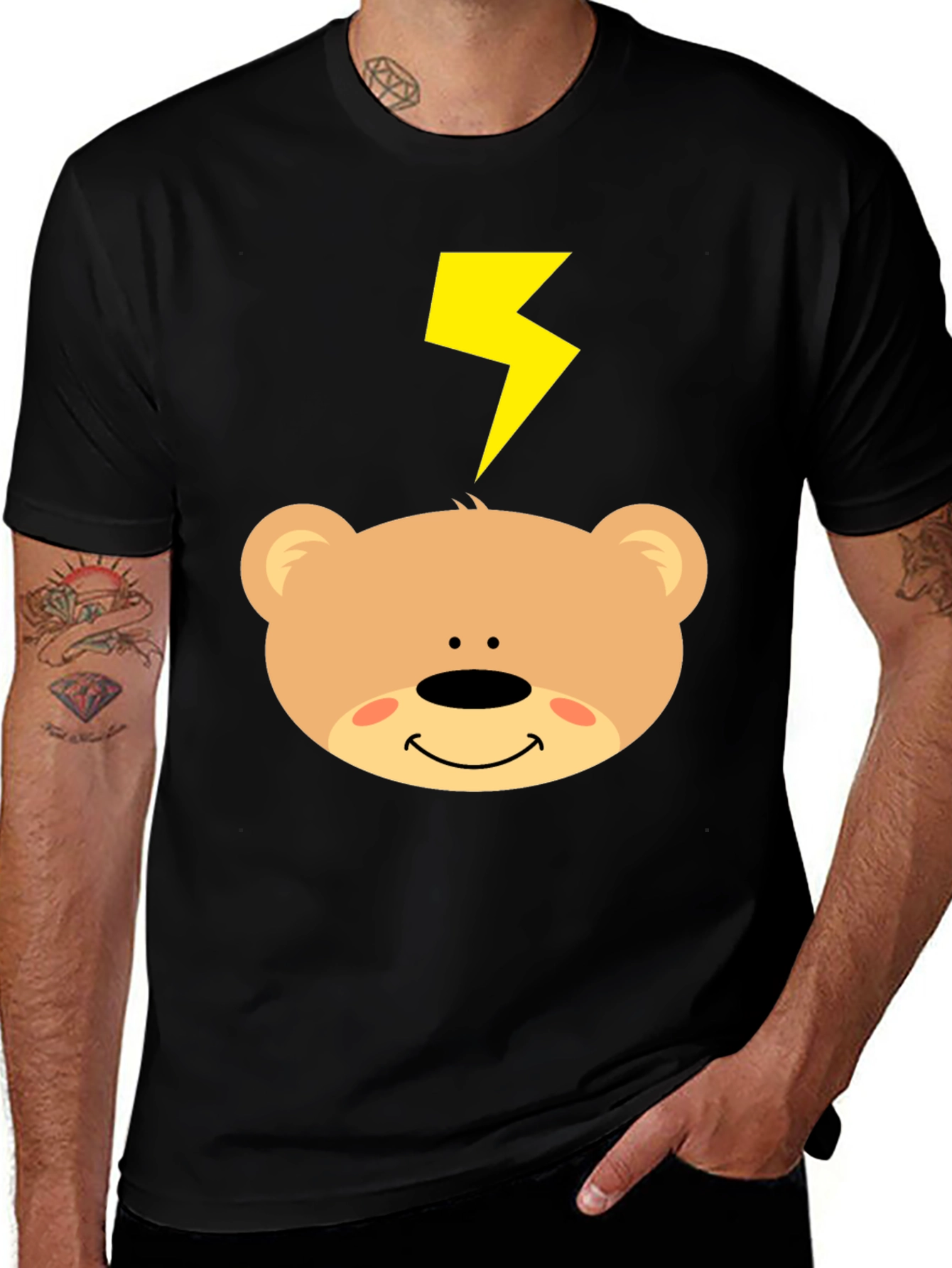 Cartoon Bear T-Shirt with Lightning Bolt