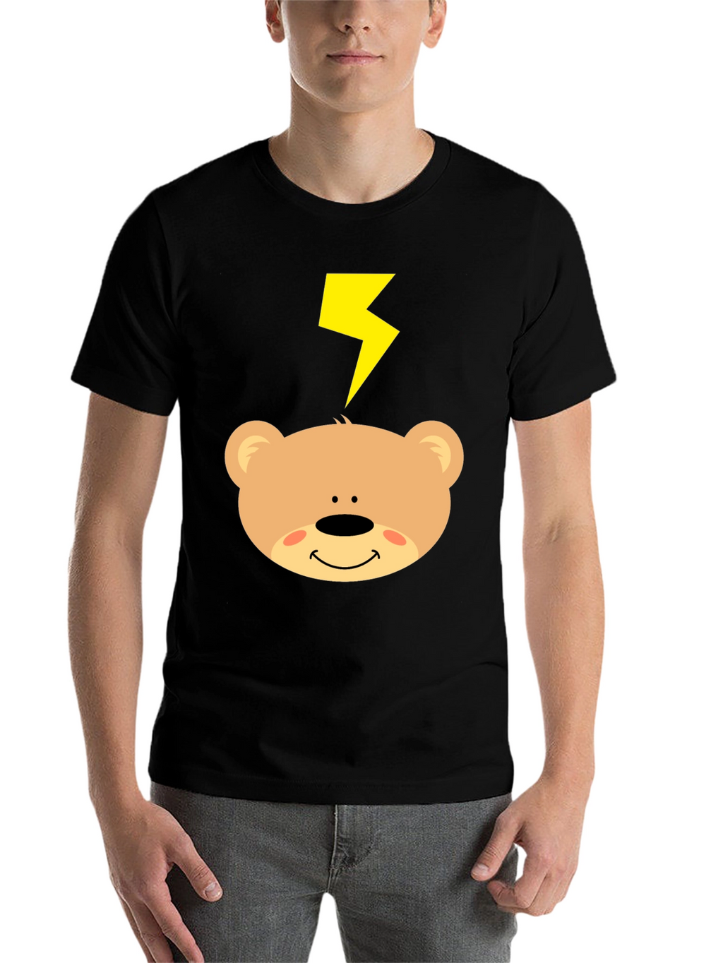 Cartoon Bear T-Shirt with Lightning Bolt