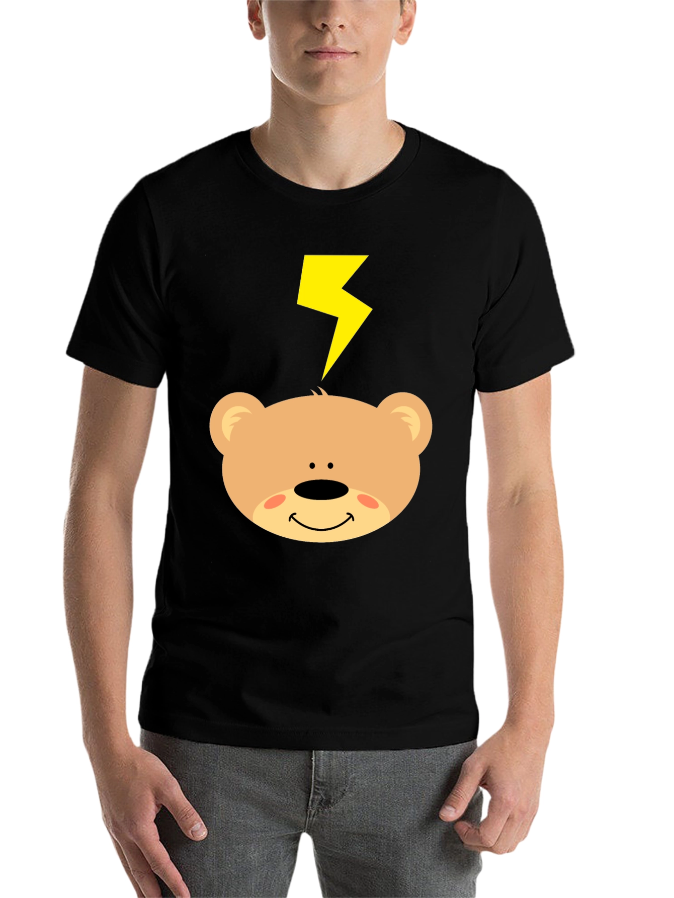 Cartoon Bear T-Shirt with Lightning Bolt