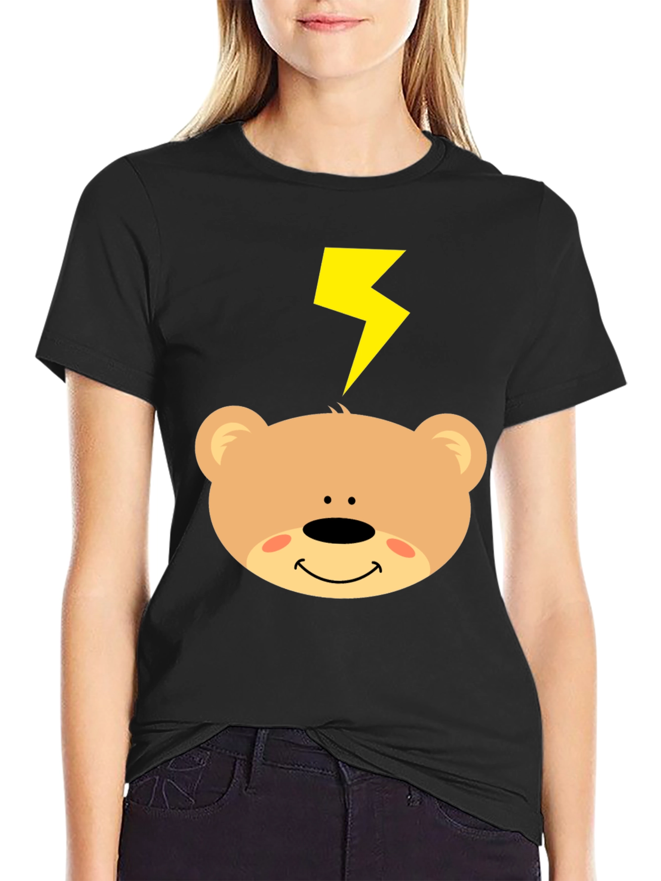 Cartoon Bear T-Shirt with Lightning Bolt