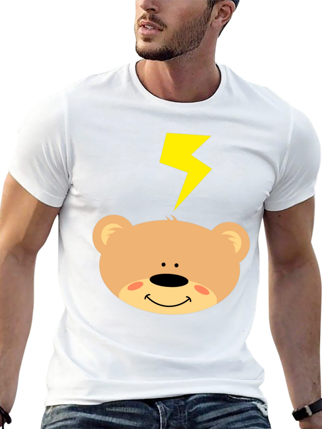 Cartoon Bear T-Shirt with Lightning Bolt