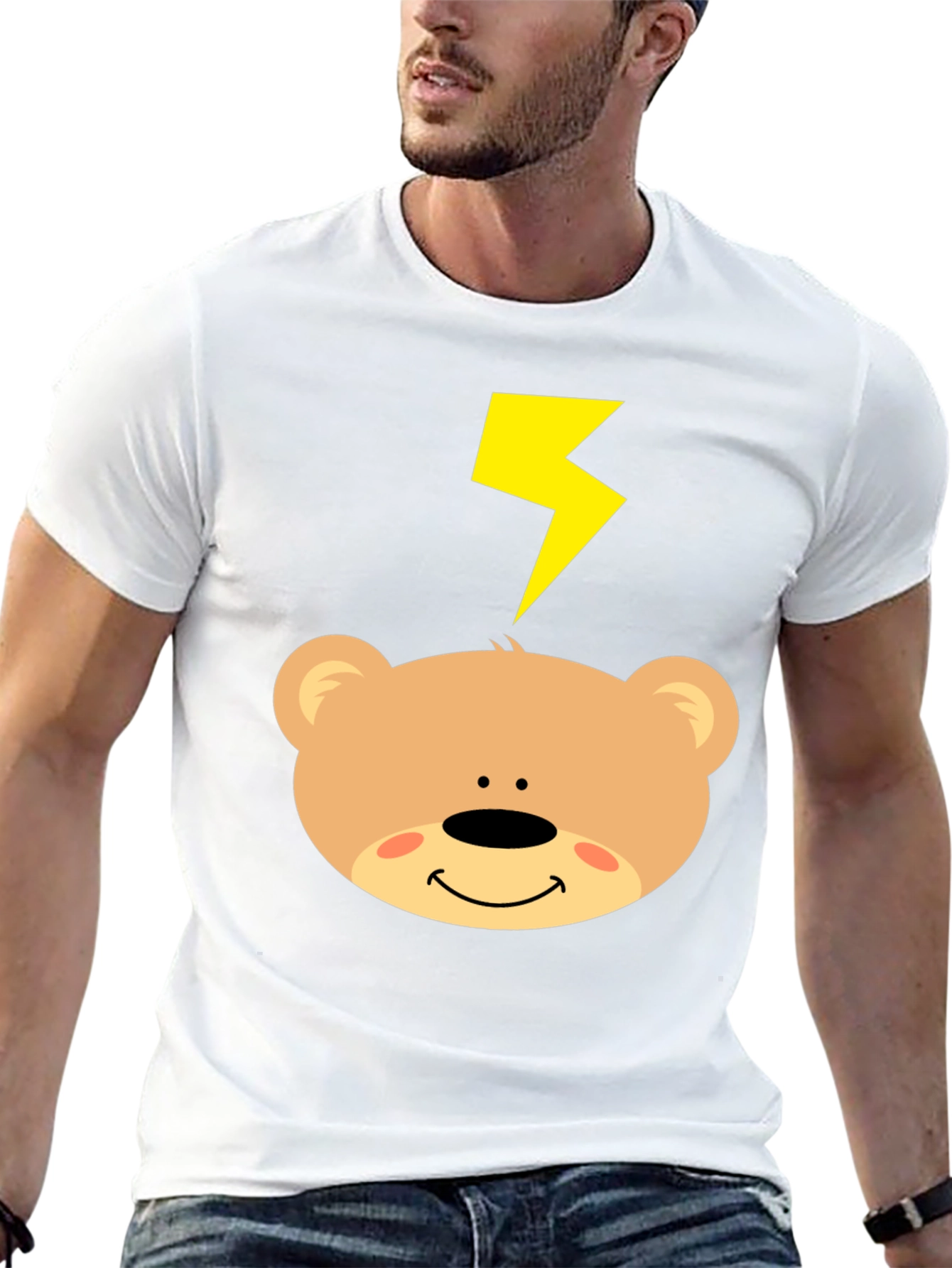 Cartoon Bear T-Shirt with Lightning Bolt