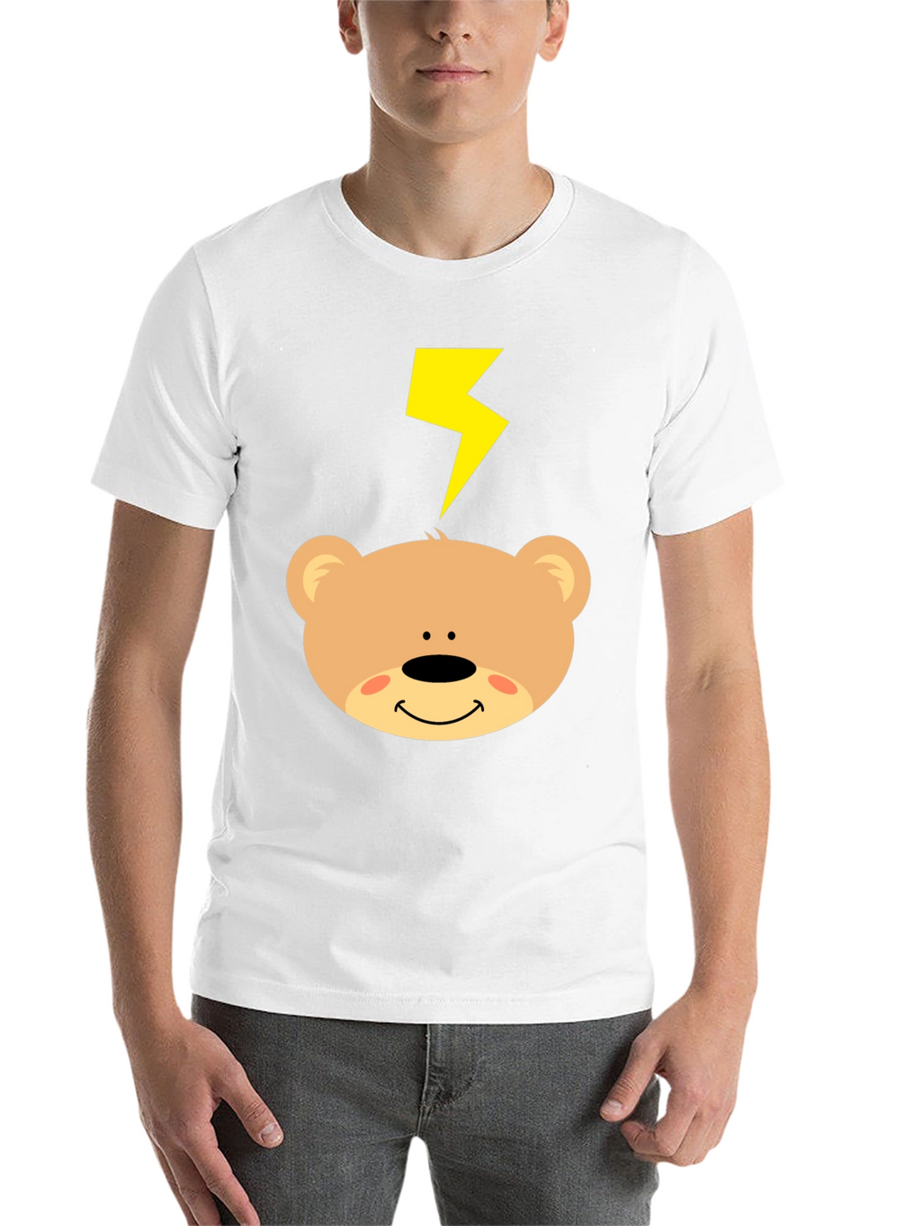 Cartoon Bear T-Shirt with Lightning Bolt