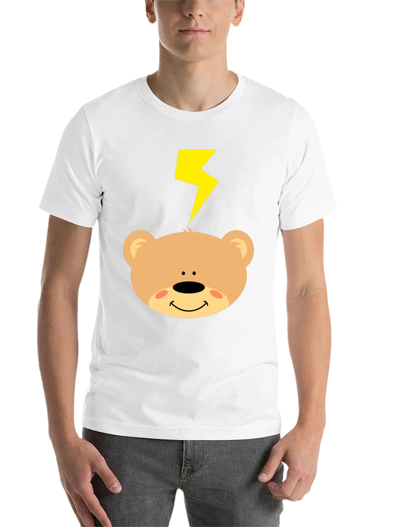 Cartoon Bear T-Shirt with Lightning Bolt