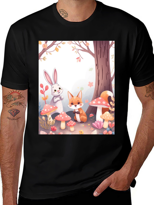 Cartoon Animals on Black Tee