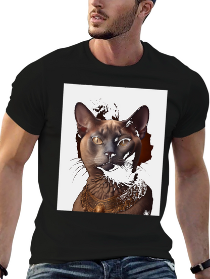 Egyptian Cat Graphic T-Shirt - Black