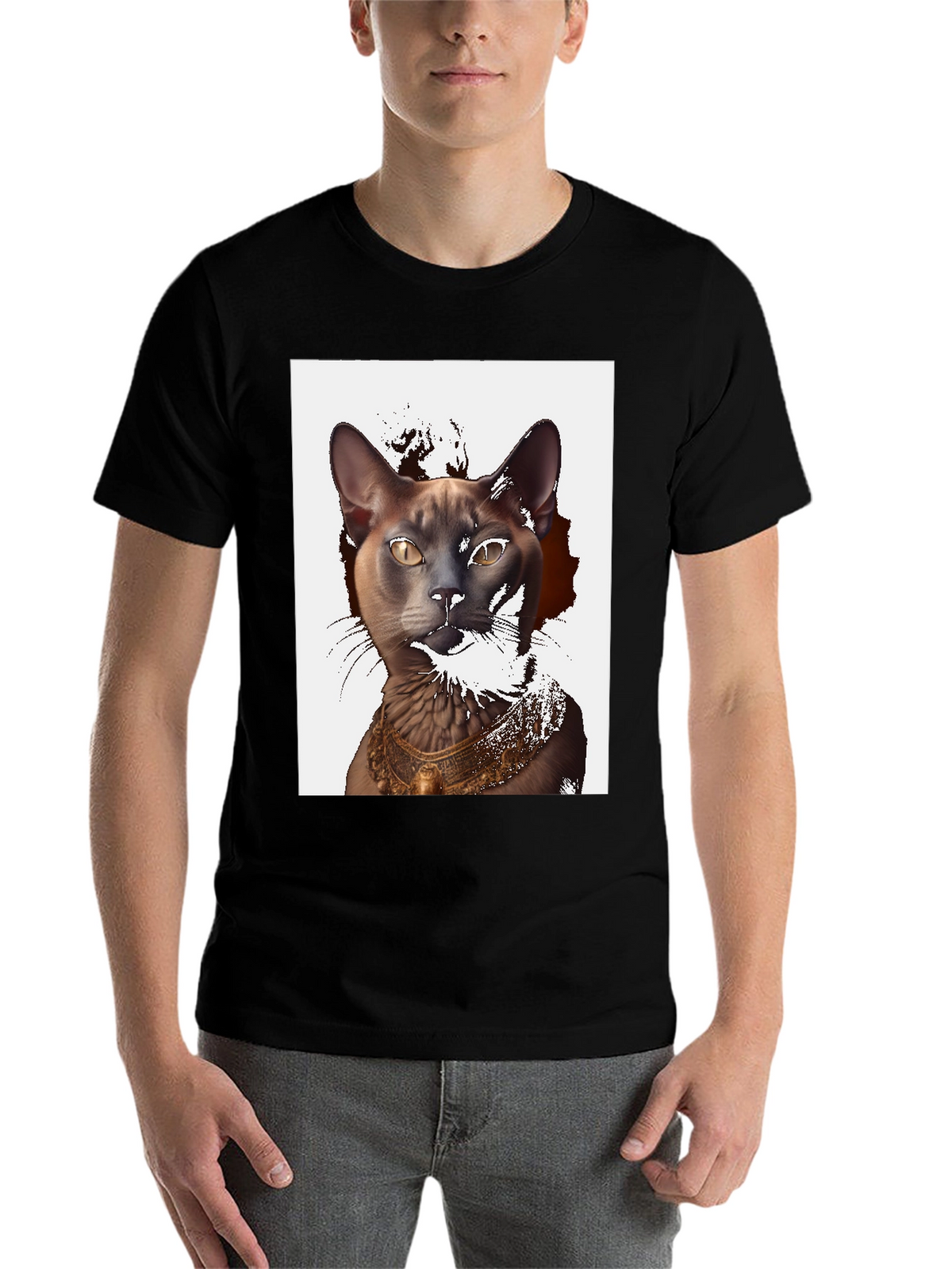 Egyptian Cat Graphic T-Shirt - Black