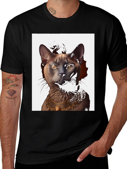 Egyptian Cat Graphic T-Shirt - Black