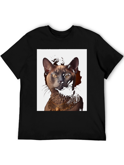 Egyptian Cat Graphic T-Shirt - Black
