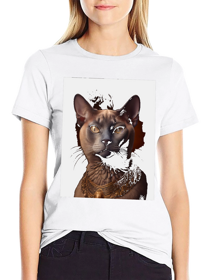 Egyptian Cat Graphic T-Shirt - Black