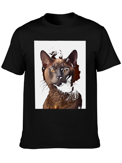 Egyptian Cat Graphic T-Shirt - Black