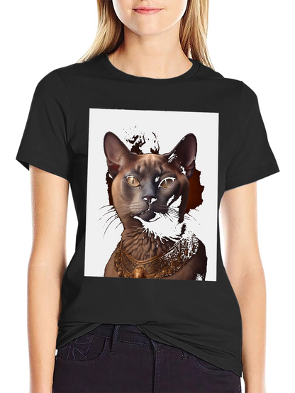 Egyptian Cat Graphic T-Shirt - Black