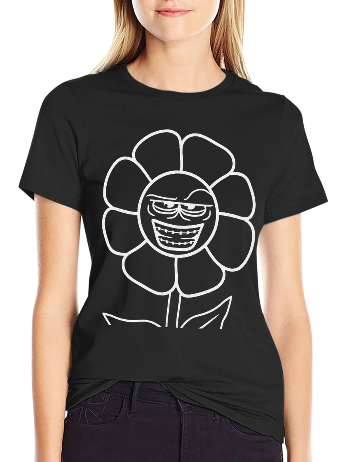 Evil Flower Graphic Black T-Shirt