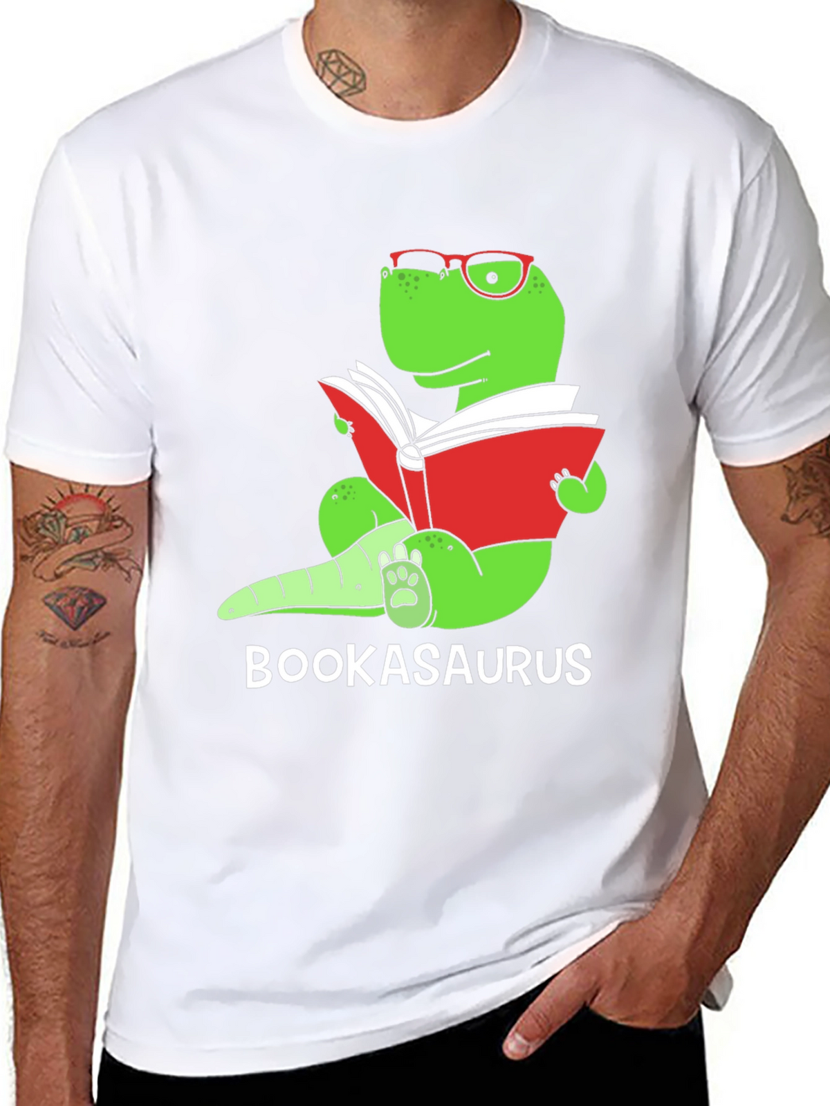 Bookasaurus T-Shirt - Reading Dinosaur Tee