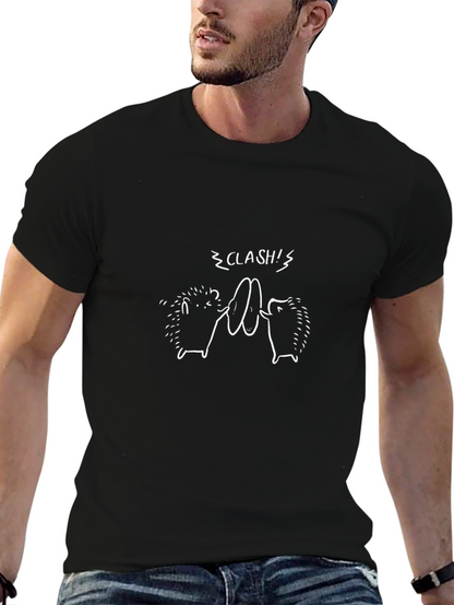 Clash Hedgehog Graphic Tee - Black Cotton T-Shirt