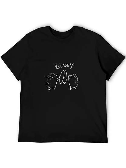 Clash Hedgehog Graphic Tee - Black Cotton T-Shirt