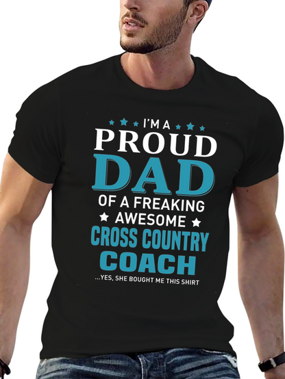 Proud Dad Cross Country Coach Graphic T-Shirt