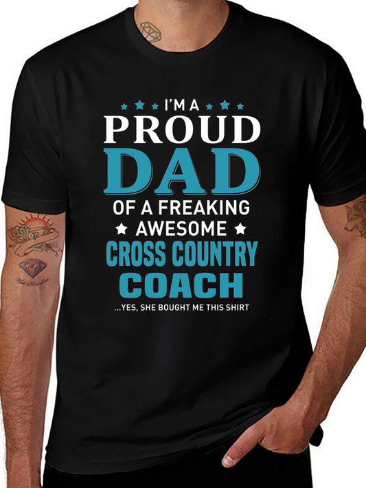 Proud Dad Cross Country Coach Graphic T-Shirt