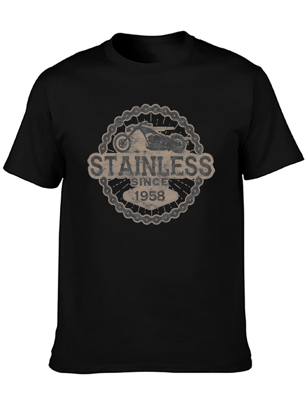 Stainless Since 1958 Motorcycle Graphic Black T-Shirt