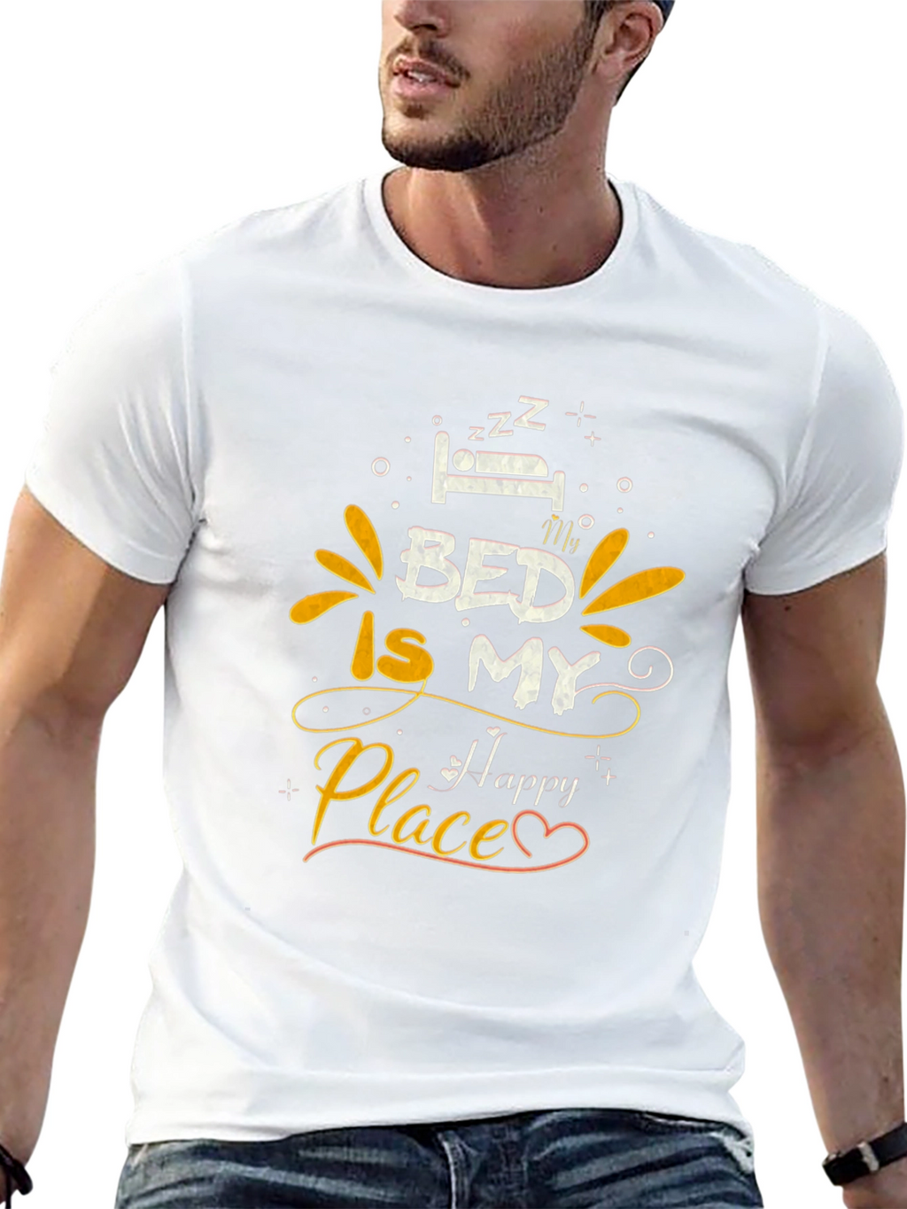 Bed Is My Happy Place Graphic Tee - Black