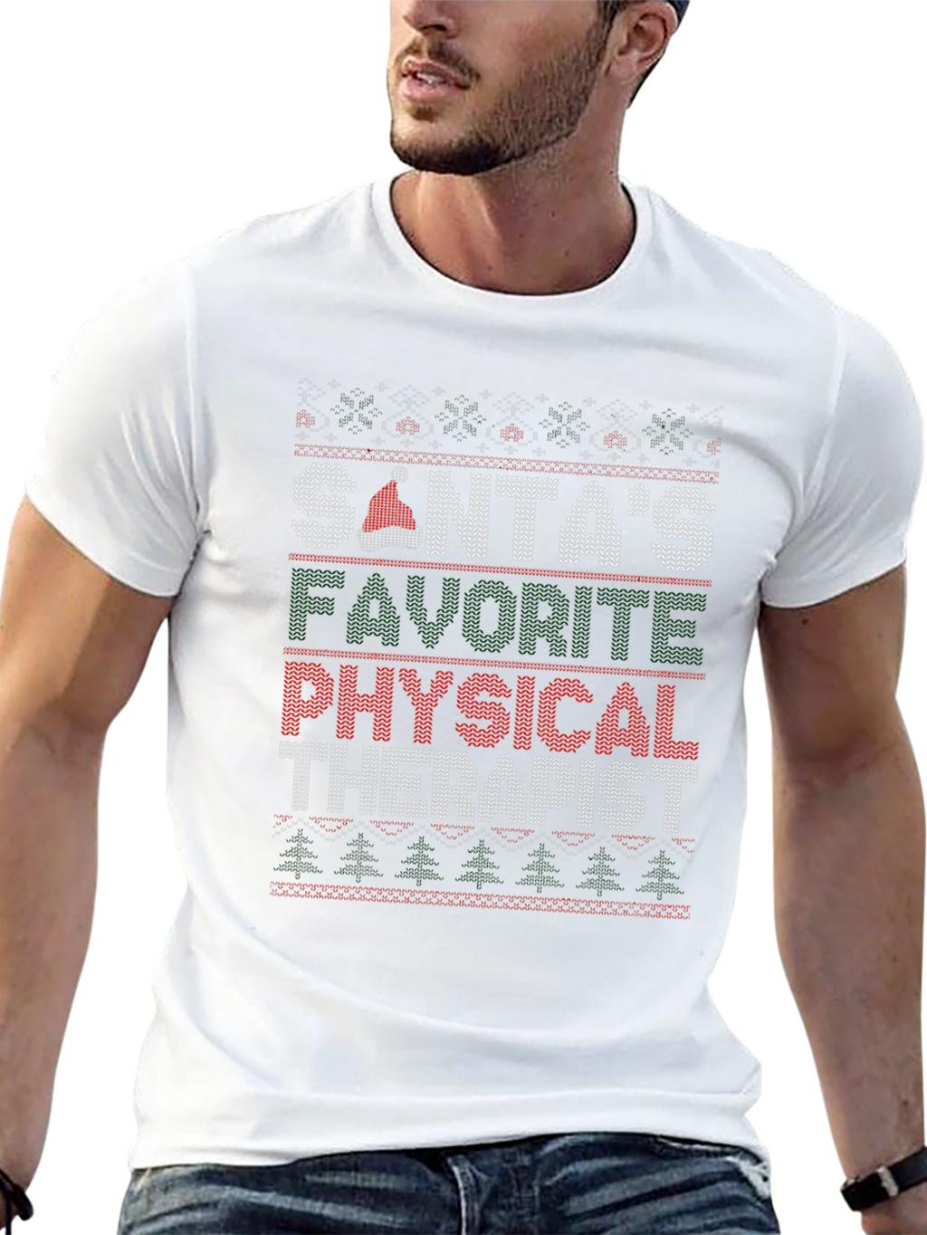 Santas Favorite Physical Therapist Ugly Christmas Sweater T-Shirt
