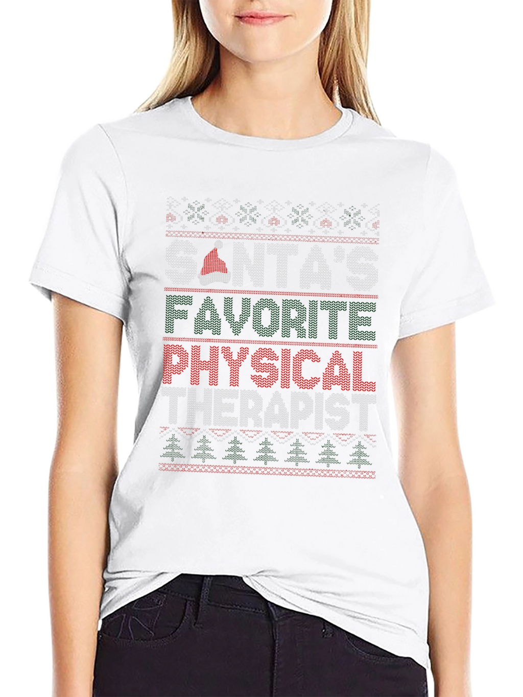 Santas Favorite Physical Therapist Ugly Christmas Sweater T-Shirt