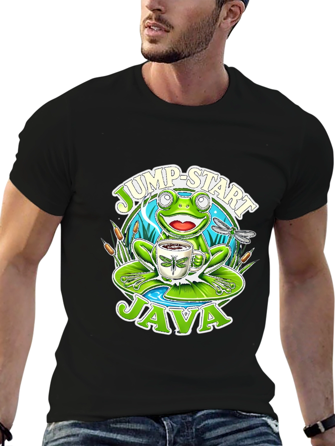 Jump-Start Java Frog Graphic T-Shirt