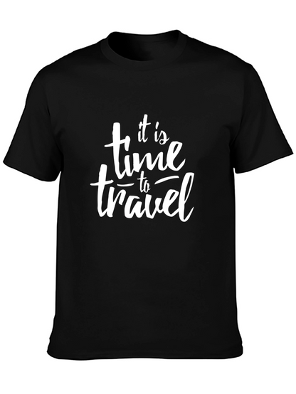 It is Time to Travel Black Graphic Tee