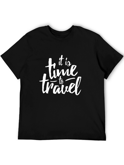 It is Time to Travel Black Graphic Tee