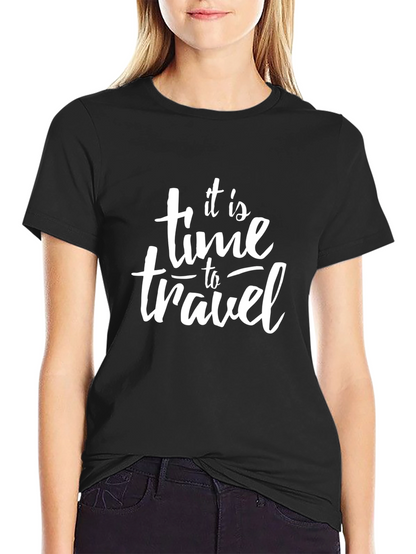 It is Time to Travel Black Graphic Tee