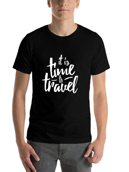 It is Time to Travel Black Graphic Tee