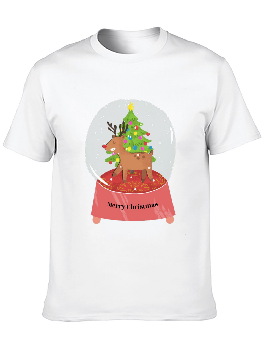 Merry Christmas Reindeer Snow Globe T-Shirt