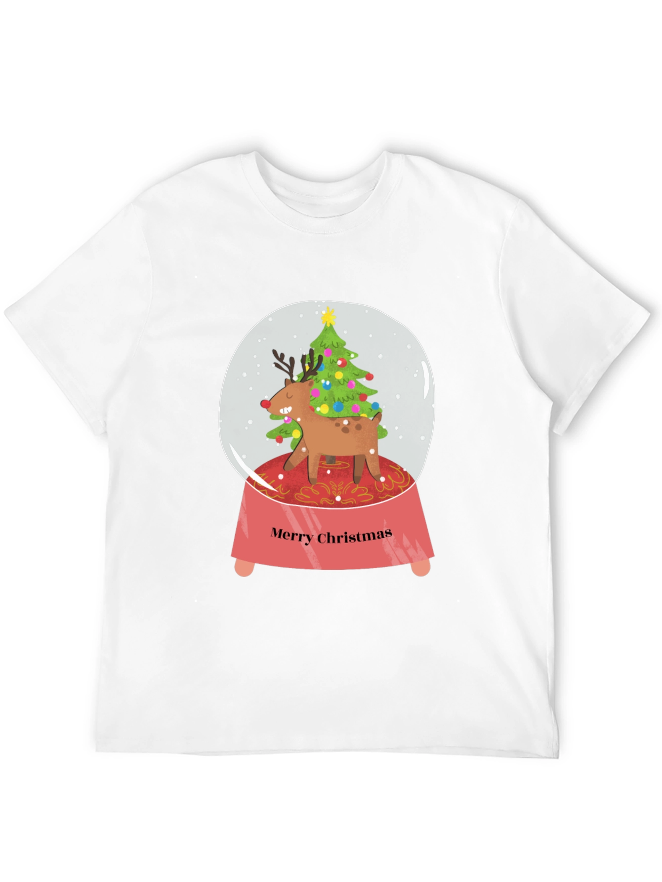 Merry Christmas Reindeer Snow Globe T-Shirt