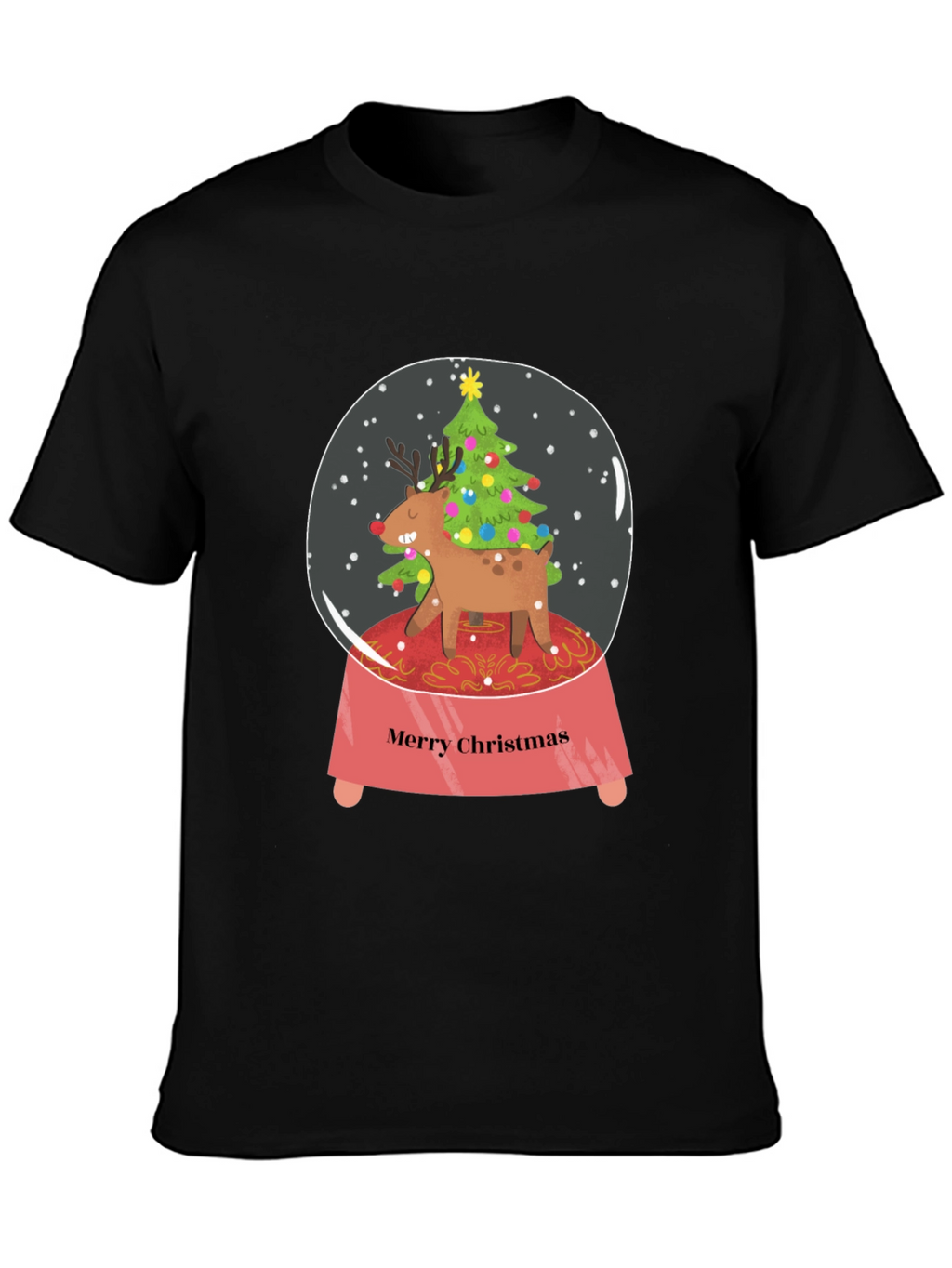 Merry Christmas Reindeer Snow Globe T-Shirt