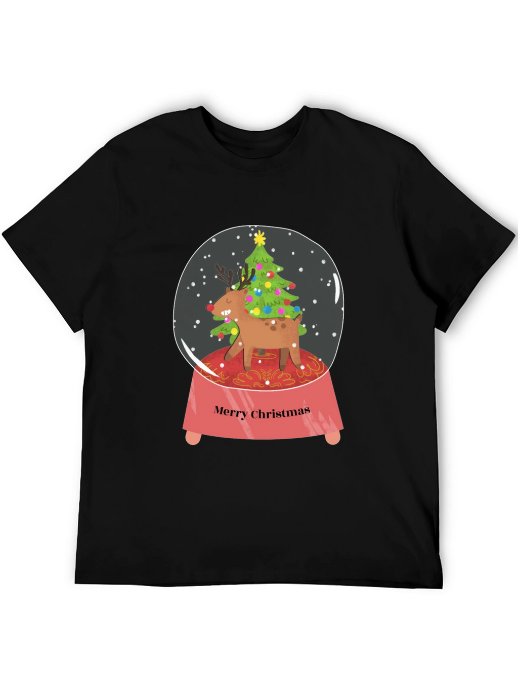 Merry Christmas Reindeer Snow Globe T-Shirt