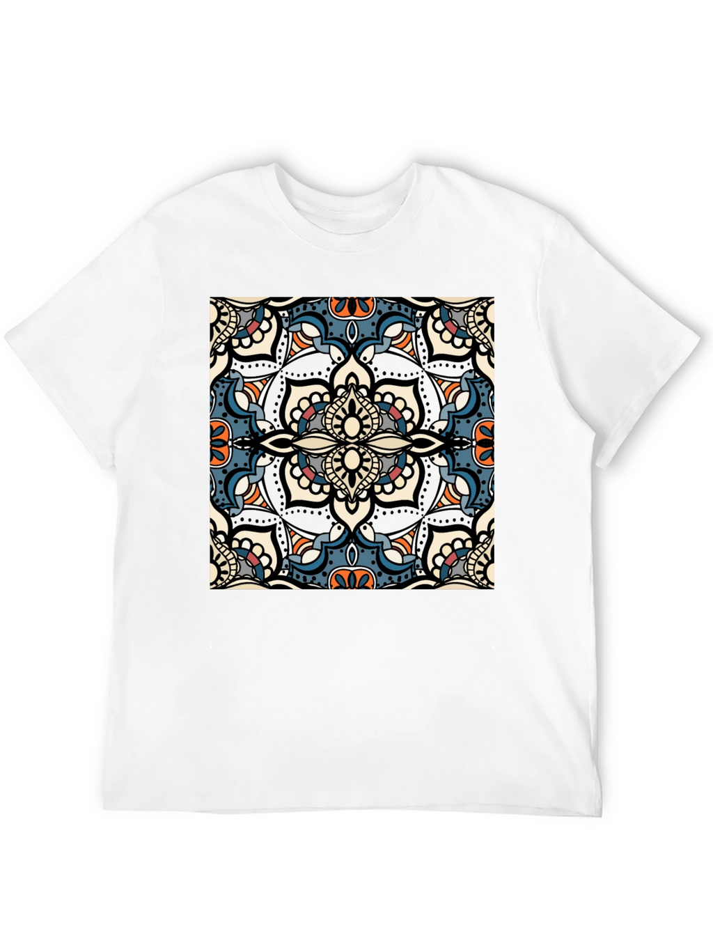 Mens Black T-Shirt with Mandala Design