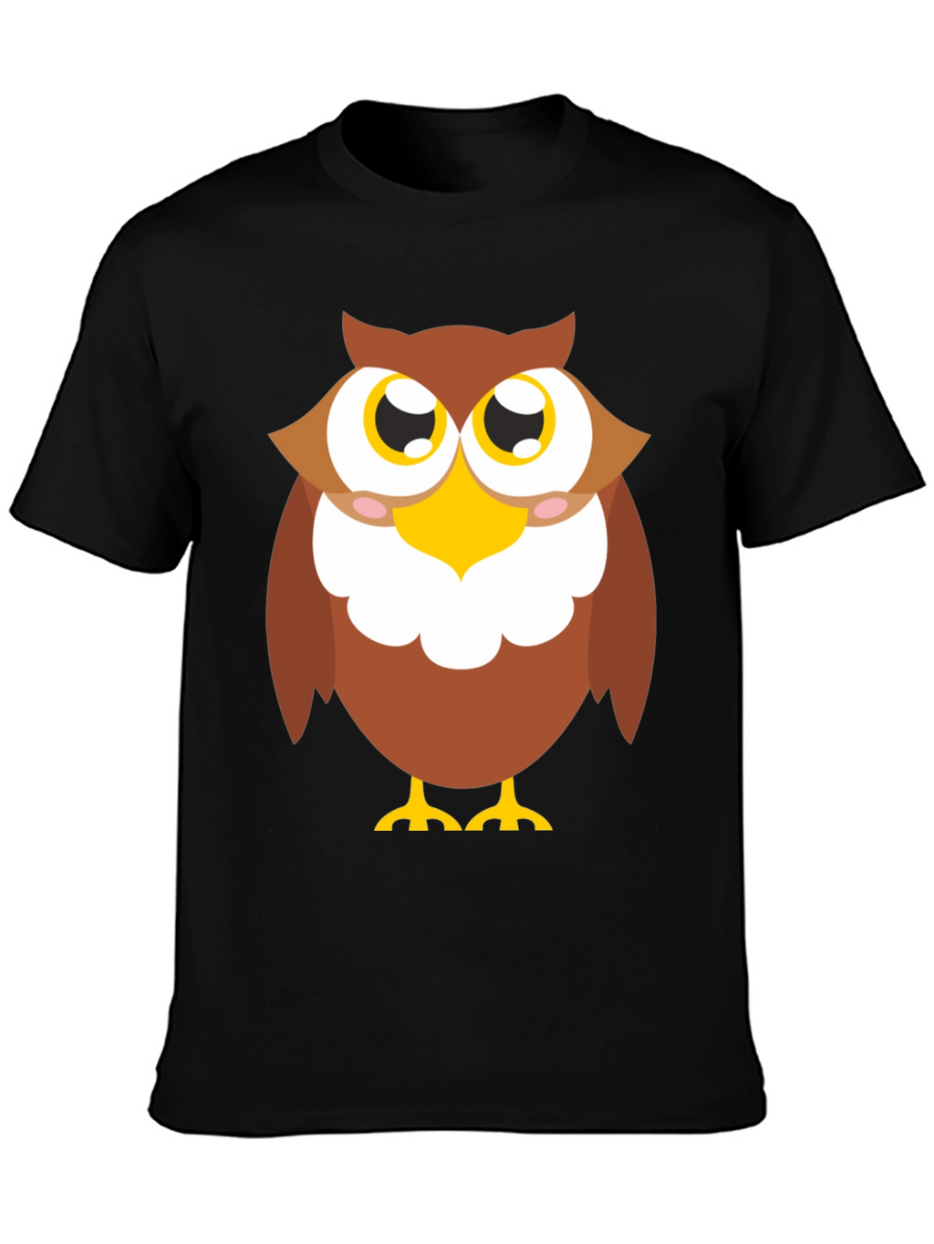 Owl Graphic Tee - Black Cotton Blend Casual Shirt