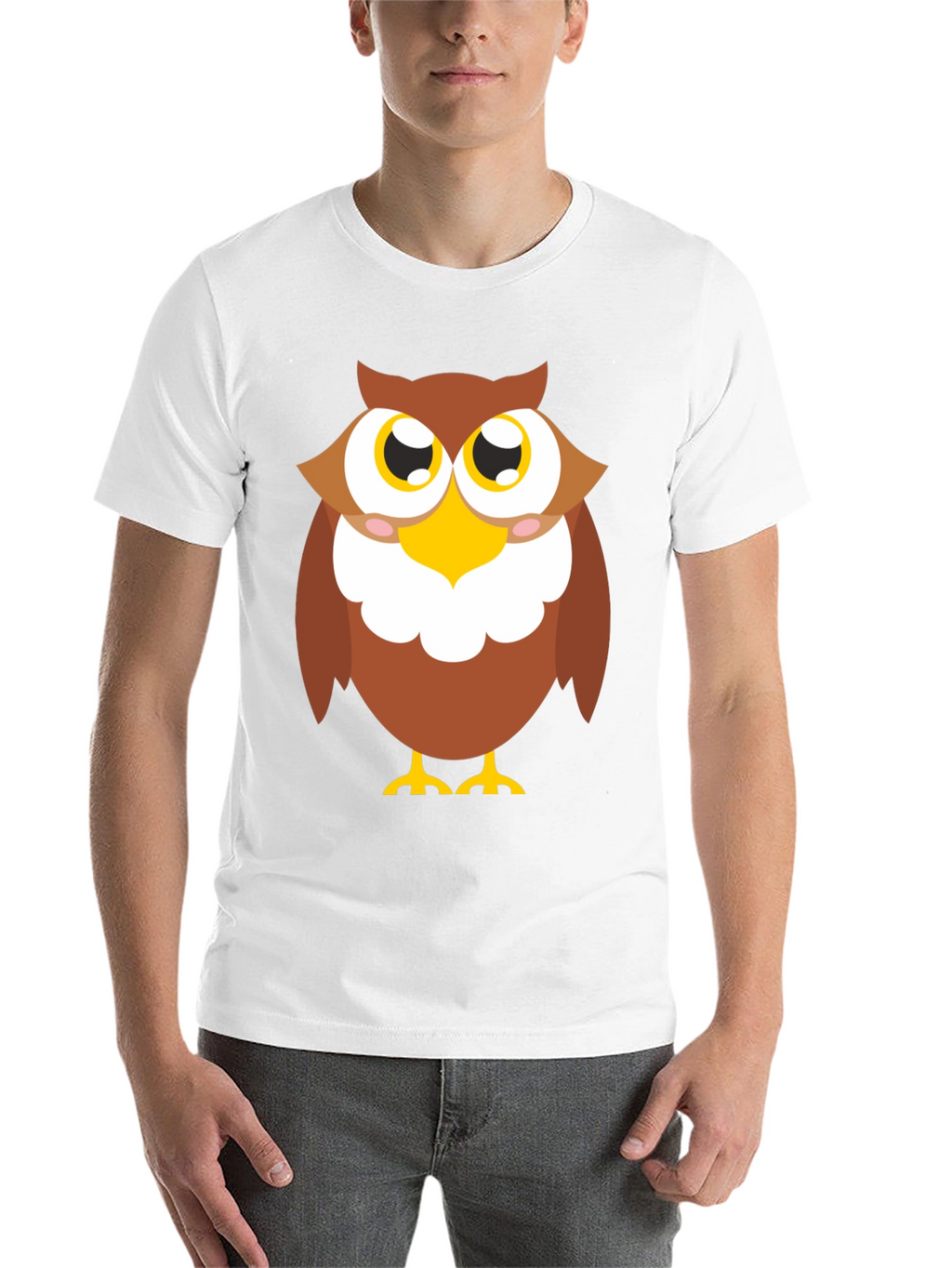 Owl Graphic Tee - Black Cotton Blend Casual Shirt