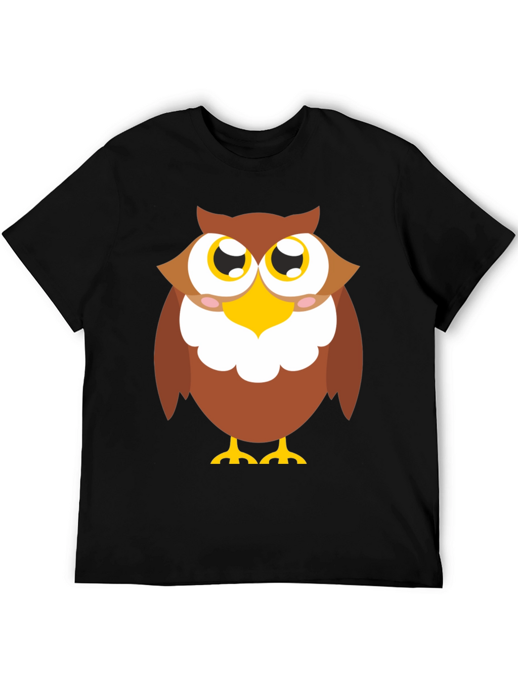 Owl Graphic Tee - Black Cotton Blend Casual Shirt