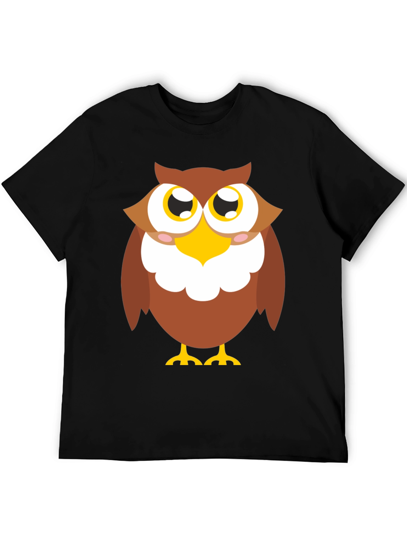 Owl Graphic Tee - Black Cotton Blend Casual Shirt